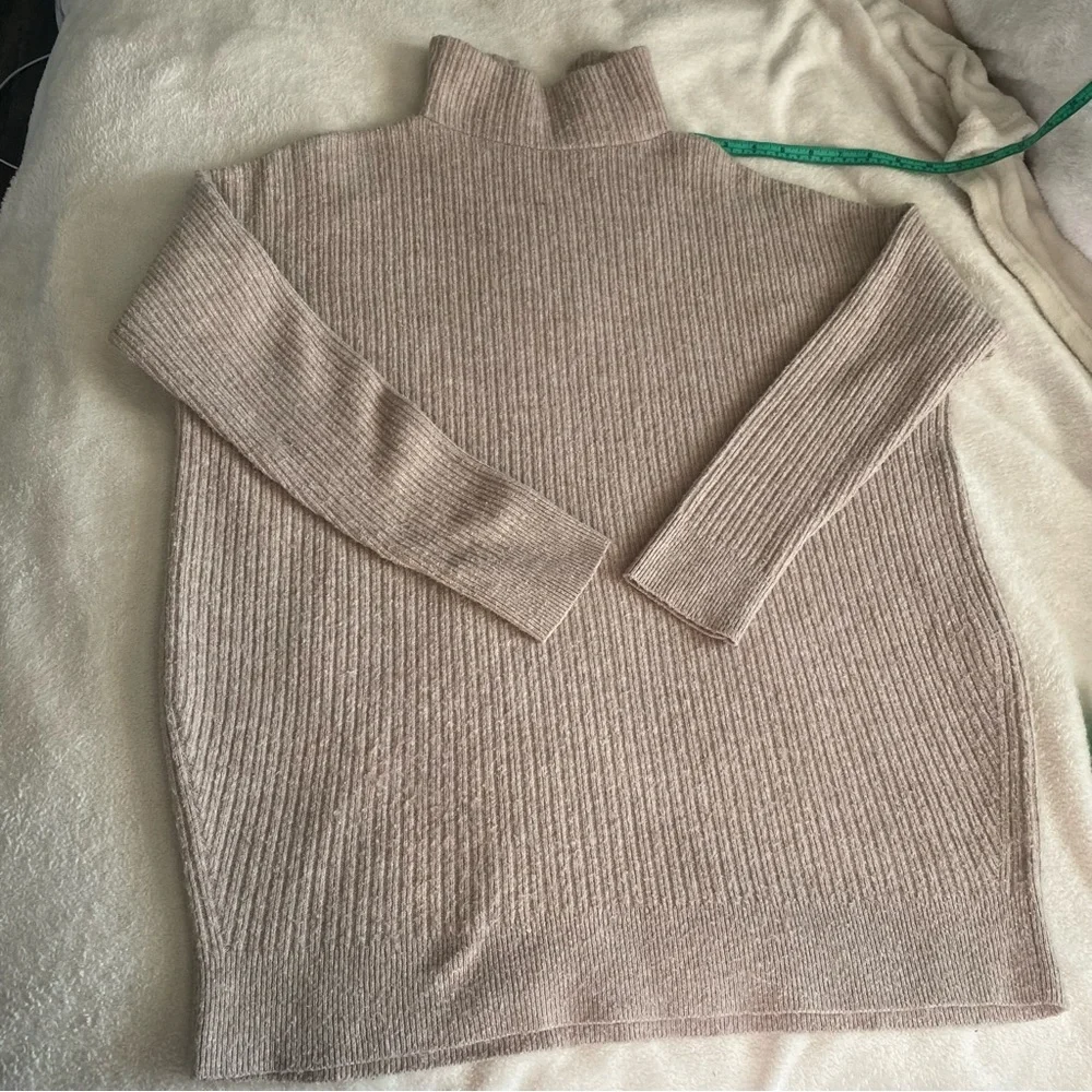 LOFT Cream Ribbed Quarter-Zip Sweater - Picture 9 of 9
